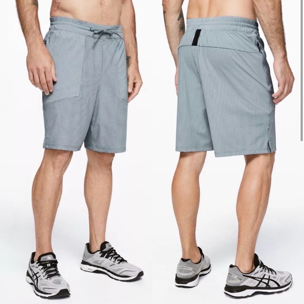 Lululemon Step Back Jump Shorts 9” Lined Mens Large Chambray Blue Gray Mesh
